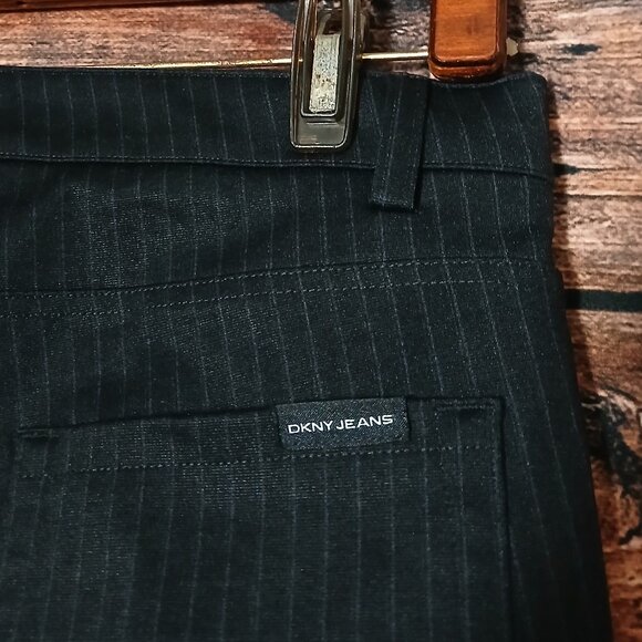 DKNY Jeans Size Small Black Pinstripe Ponte Pants Mid Rise Straight Leg Stretch - Picture 6 of 10